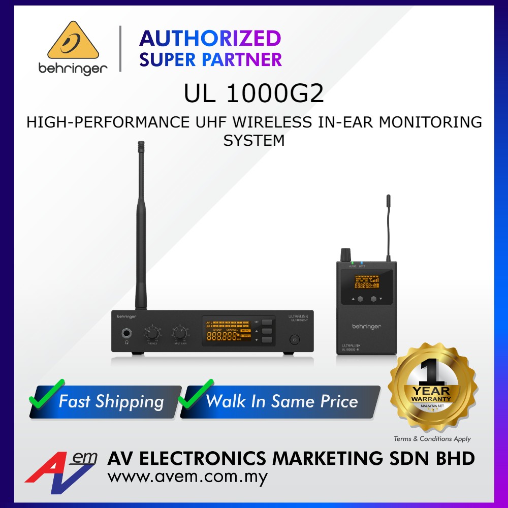 BEHRINGER UL 1000G2 HighPerformance UHF Wireless InEar Monitoring System